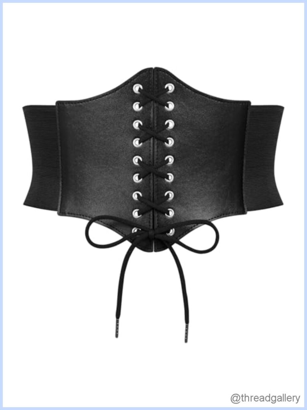 Womens Faux Leather Elastic Wide Corset Waist Belt Lace-up Waspie